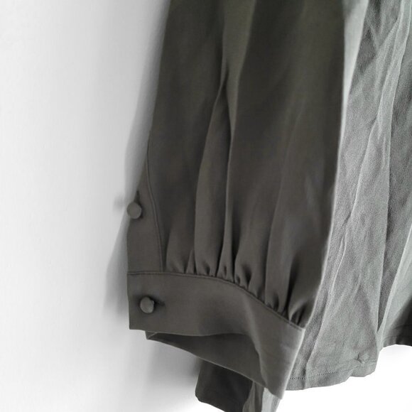 Marc by Marc Jacobs Beluga Olive Green Gray 100% Silk Rhinestone Collar Blouse - Picture 4 of 9